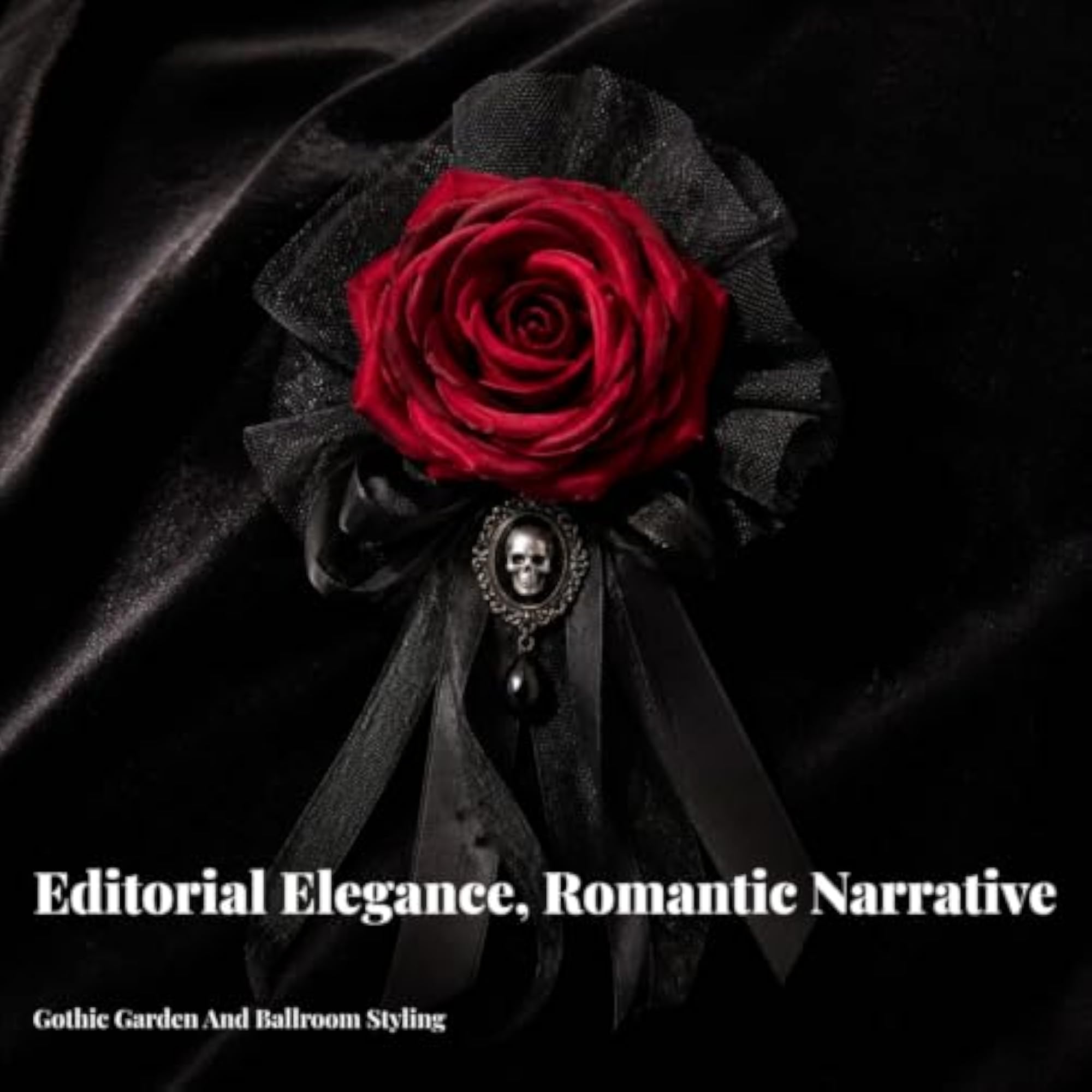 Gothic Rose Corsage Floral Accessory with Skull Charm